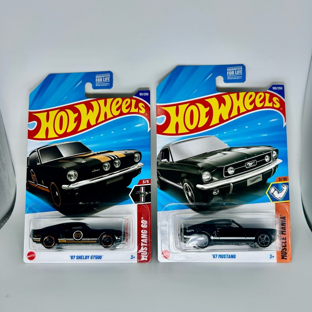 2025 Hot Wheels Mustang Lot of 2x - ‘67 Shelby & Mustang Black w/ White Stripes